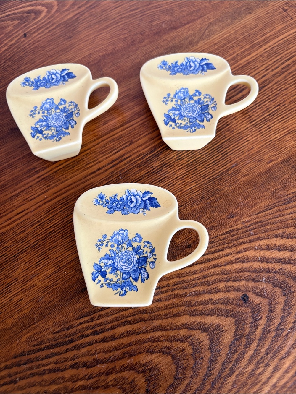 Vintage Spode Blue Room Garden Yellow Background Tea Bag Holders Three